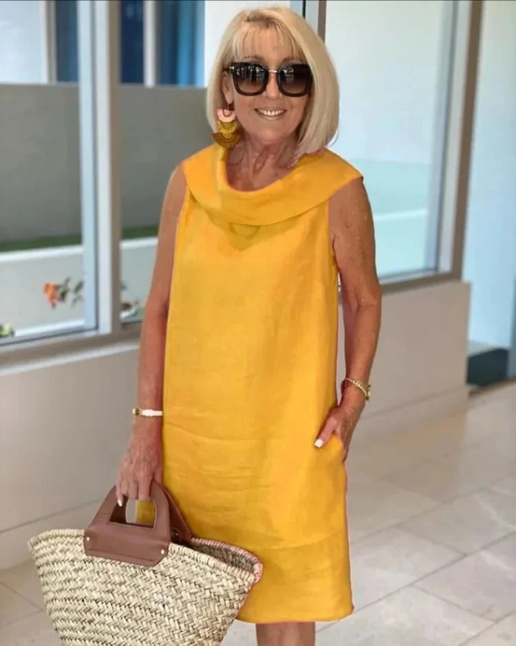 NALANI | Mouwloze rechte jurk met ronde halslijn