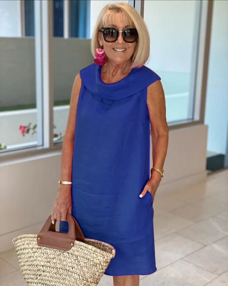 NALANI | Mouwloze rechte jurk met ronde halslijn